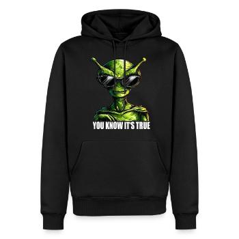 cool Alien: You Know It's True - Men’s Premium Organic Hoodie - black - Front - Nico (187cm)