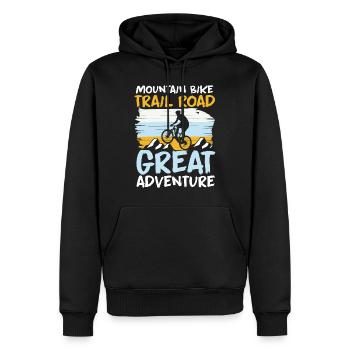 Route de vélo de montagne Grande aventure - Sweat à capuche Premium bio Homme - noir - Devant - Nico (187cm)