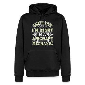 Love Avion aviation - Sweat à capuche Premium bio Homme - noir - Devant - Nico (187cm)