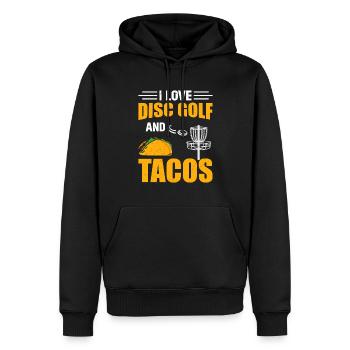 Disc Golf Player - I Love Disc Golf And Tacos - Männer Premium Bio Hoodie - Schwarz - Vorne - Nico (187cm)