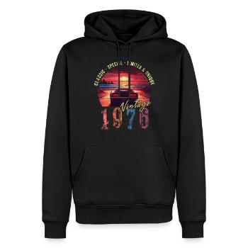 Vintage 1976 Geburtstag Synthwave Geburtsjahr 1976 - Männer Premium Bio Hoodie - Schwarz - Vorne - Nico (187cm)