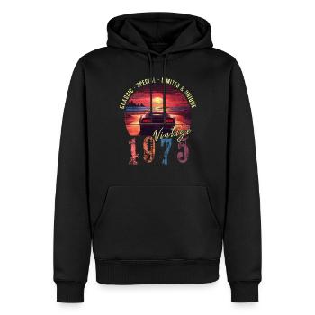 Vintage 1975 Geburtstag Synthwave Geburtsjahr 1975 - Männer Premium Bio Hoodie - Schwarz - Vorne - Nico (187cm)