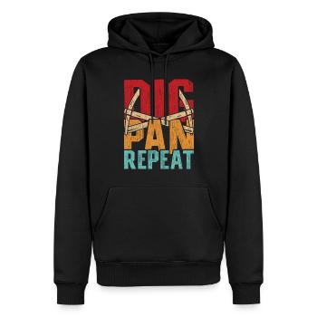 Prospecteur d’or Prospecteur d’or Dig Pan Repeat - Sweat à capuche Premium bio Homme - noir - Devant - Nico (187cm)