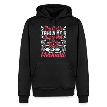 Love Avion aviation - Sweat à capuche Premium bio Homme - noir - Devant - Nico (187cm)