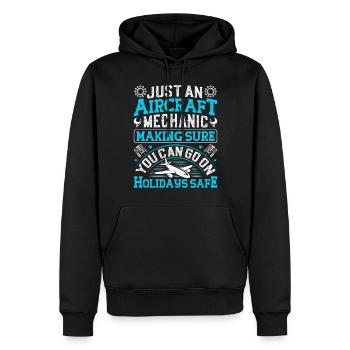 Love Avion aviation - Sweat à capuche Premium bio Homme - noir - Devant - Nico (187cm)