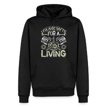 Love Avion aviation - Sweat à capuche Premium bio Homme - noir - Devant - Nico (187cm)