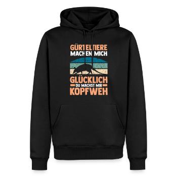Gürteltier - Männer Premium Bio Hoodie - Schwarz - Vorne - Nico (187cm)