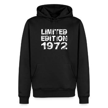 Édition limitée 1972 Anniversaire 1972 Anniversaire - Sweat à capuche Premium bio Homme - noir - Devant - Nico (187cm)