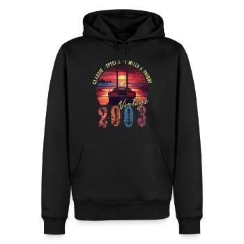 Millésime 2003 Anniversaire Synthwave Année de naissance 2003 - Sweat à capuche Premium bio Homme - noir - Devant - Nico (187cm)