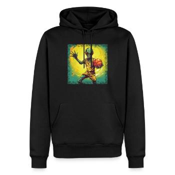 Green alien basketball player in sunset - Men’s Premium Organic Hoodie - black - Front - Nico (187cm)