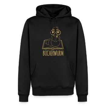 Leseratte Silhouette - Für Bücherwürmer und - Männer Premium Bio Hoodie - Schwarz - Vorne - Nico (187cm)
