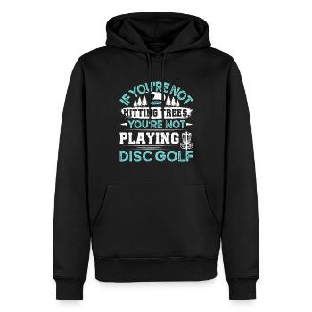 Let me play Discgolf - Men’s Premium Organic Hoodie - black - Front - Nico (187cm)