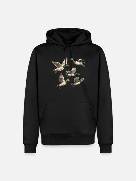 Flyvende gråænder Duck Farm Dyr Duck Birds Lover - Herre Premium økologisk hoodie - sort