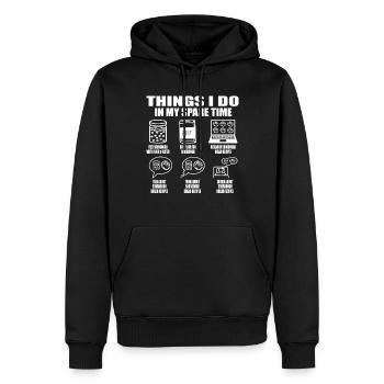 Ce que je fais pendant mon temps libre - - Sweat à capuche Premium bio Homme - noir - Devant - Nico (187cm)