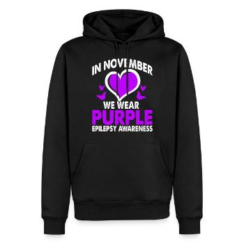 Im November Tragen Wir Purple Epilepsy Awareness - Männer Premium Bio Hoodie - Schwarz - Vorne - Nico (187cm)
