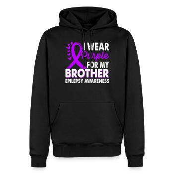 Portez du violet pour le - Sweat à capuche Premium bio Homme - noir - Devant - Nico (187cm)