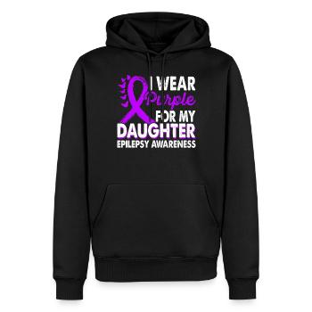 Wear purple for Epilepsy Awareness Month - Men’s Premium Organic Hoodie - black - Front - Nico (187cm)