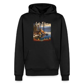 Lake Tahoe - Männer Premium Bio Hoodie - Schwarz - Vorne - Nico (187cm)