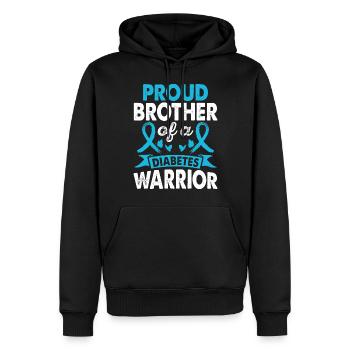 Frère du diabète Mois de sensibilisation des guerriers bleu - Sweat à capuche Premium bio Homme - noir - Devant - Nico (187cm)