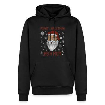 Premier Noël en tant que maman - Noël moche - Sweat à capuche Premium bio Homme - noir - Devant - Nico (187cm)