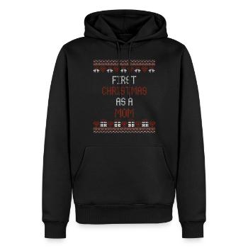 Premier Noël en tant que maman - Père Noël moche - Sweat à capuche Premium bio Homme - noir - Devant - Nico (187cm)