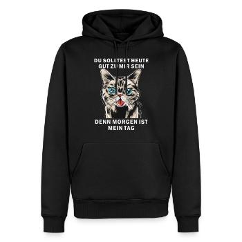 KATZE DU SOLLTEST HEUTE GUT ZU MIR SEIN - Männer Premium Bio Hoodie - Schwarz - Vorne - Nico (187cm)