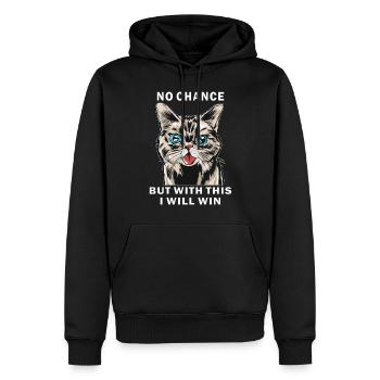 CHAT AUCUNE CHANCE MAIS AVEC ÇA JE VAIS GAGNER - Sweat à capuche Premium bio Homme - noir - Devant - Nico (187cm)