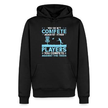 Let me play Discgolf - Men’s Premium Organic Hoodie - black - Front - Nico (187cm)