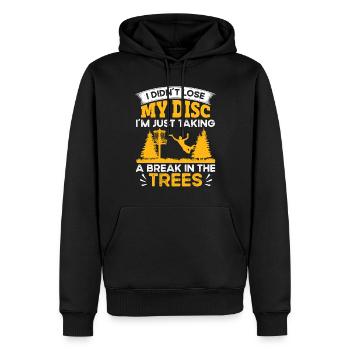 Let me play Discgolf - Men’s Premium Organic Hoodie - black - Front - Nico (187cm)