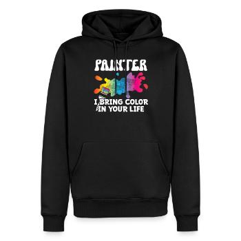 Peintre Peintre Couleur Dans la vie Vernisseur Peinture - Sweat à capuche Premium bio Homme - noir - Devant - Nico (187cm)