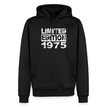 Édition Limitée 1975 Anniversaire 1975 Anniversaire - Sweat à capuche Premium bio Homme - noir - Devant - Nico (187cm)