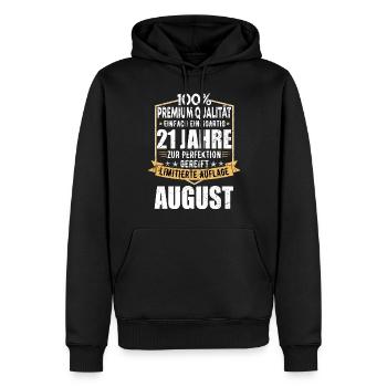 21. Geburtstag August Jahrgang 2002 Vintage - Männer Premium Bio Hoodie - Schwarz - Vorne - Nico (187cm)