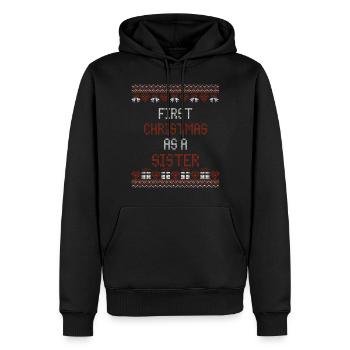 Premier Noël en tant que sœur - Noël - Sweat à capuche Premium bio Homme - noir - Devant - Nico (187cm)