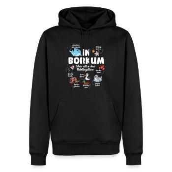 Borkum Nordsee Urlaub - Männer Premium Bio Hoodie - Schwarz - Vorne - Nico (187cm)