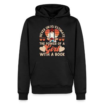 Feminist Retro Never Underestimate - Männer Premium Bio Hoodie - Schwarz - Vorne - Nico (187cm)