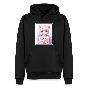 Kawaii Girl Anime Manga Girl Cat - Sweat à capuche Premium bio Homme - noir - Devant - Nico (187cm)