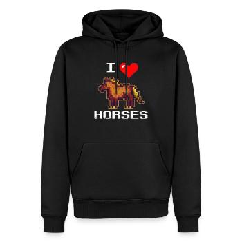 Cheval pixélisé Ferme Animal Lover Farmer Cheval Propre - Sweat à capuche Premium bio Homme - noir - Devant - Nico (187cm)