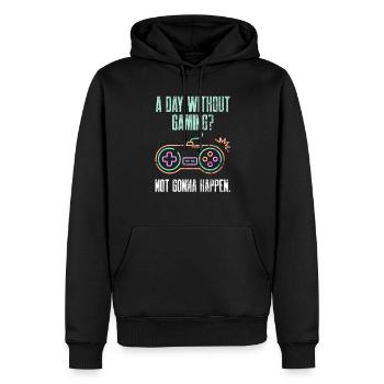 Les jeux vidéo ne vont pas arriver Gaming Every Day Funn - Sweat à capuche Premium bio Homme - noir - Devant - Nico (187cm)