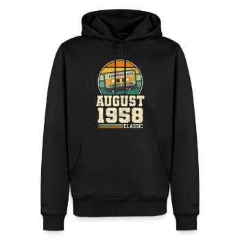 65ème anniversaire août millésime 1958 millésime - Sweat à capuche Premium bio Homme - noir - Devant - Nico (187cm)
