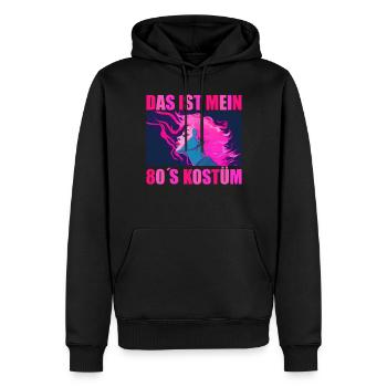 80er Motto Party Das ist mein 80er Jahre Kostüm - Männer Premium Bio Hoodie - Schwarz - Vorne - Nico (187cm)