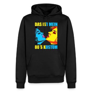 80er Motto Party Das ist mein 80er Jahre Kostüm - Männer Premium Bio Hoodie - Schwarz - Vorne - Nico (187cm)