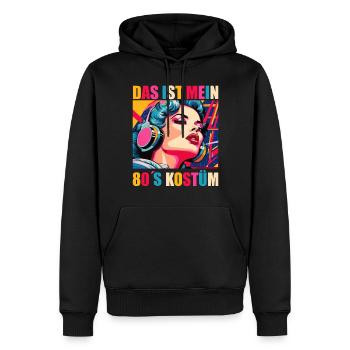 80er Motto Party Das ist mein 80er Jahre Kostüm - Männer Premium Bio Hoodie - Schwarz - Vorne - Nico (187cm)