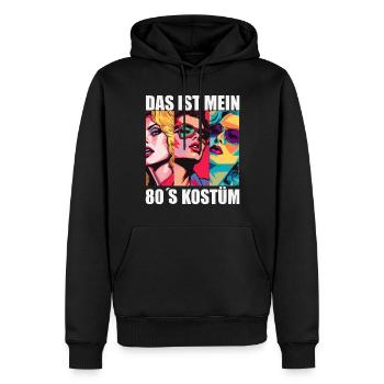 80er Motto Party Das ist mein 80er Jahre Kostüm - Männer Premium Bio Hoodie - Schwarz - Vorne - Nico (187cm)