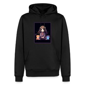 Kawaii Girl Anime Manga Girl Cat - Sweat à capuche Premium bio Homme - noir - Devant - Nico (187cm)