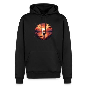 Animaux Chèvres Couchers de soleil Chèvres Amoureux des animaux - Sweat à capuche Premium bio Homme - noir - Devant - Nico (187cm)