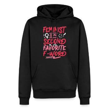 Feminist Feminist Is My Second - Men’s Premium Organic Hoodie - black - Front - Nico (187cm)