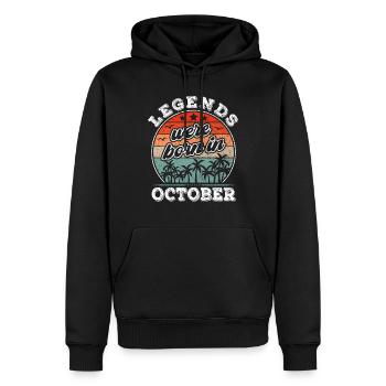 Anniversaire d’octobre né dans la légende d’octobre - Sweat à capuche Premium bio Homme - noir - Devant - Nico (187cm)