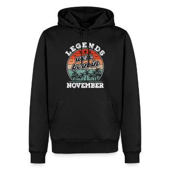 Anniversaire de novembre né en novembre légende - Sweat à capuche Premium bio Homme - noir - Devant - Nico (187cm)