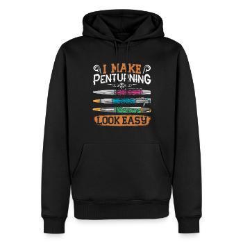 Pen Turning Kit - Männer Premium Bio Hoodie - Schwarz - Vorne - Nico (187cm)