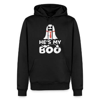 He's My Boo - Lustges Halloween Partner Kostüm - Männer Premium Bio Hoodie - Schwarz - Vorne - Nico (187cm)